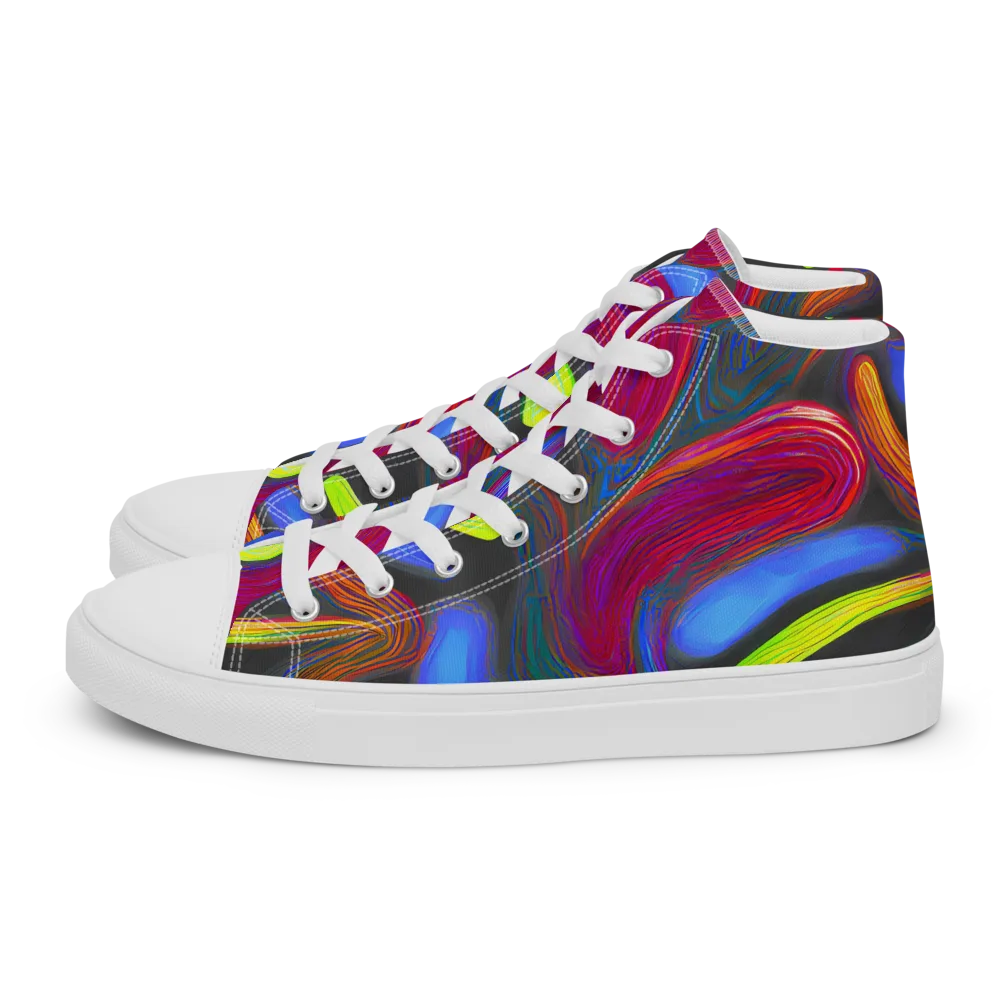 Electric Rivers on Women's High Top Canvas Shoes — Left