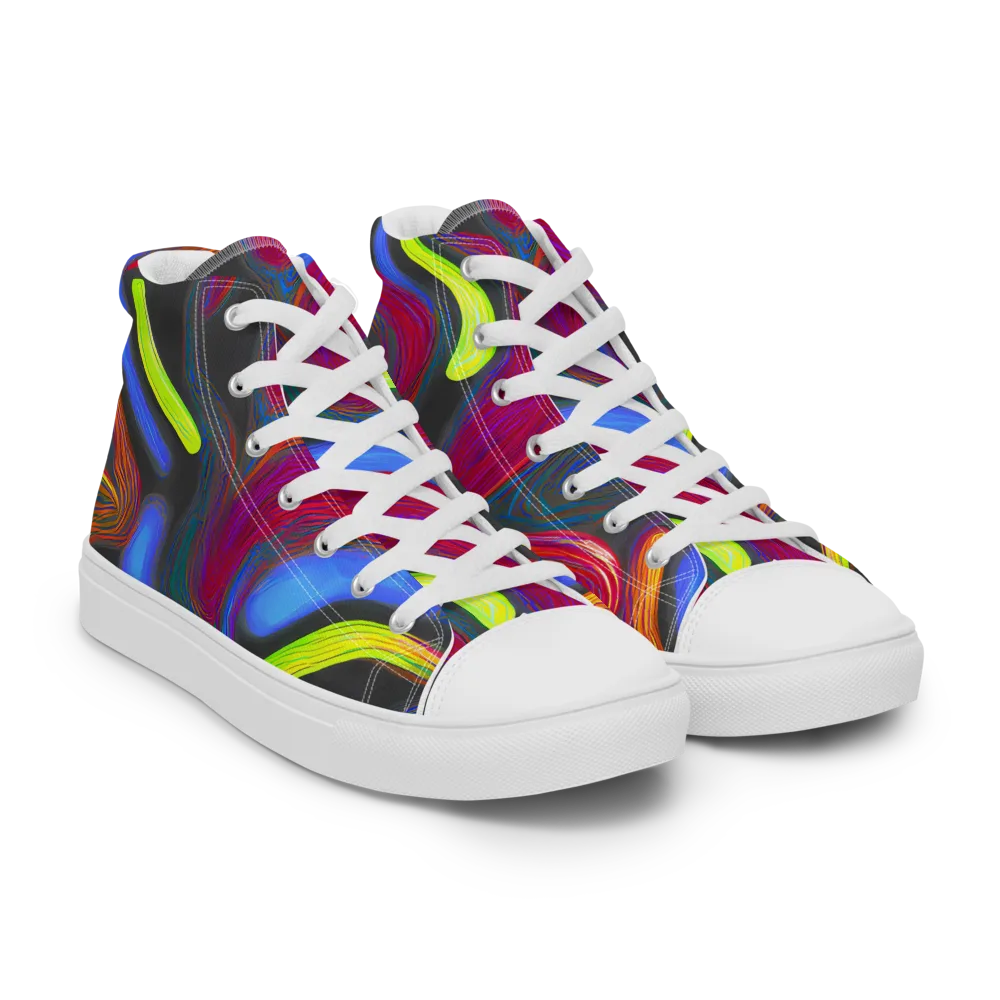 Electric Rivers on Women's High Top Canvas Shoes — Right Front