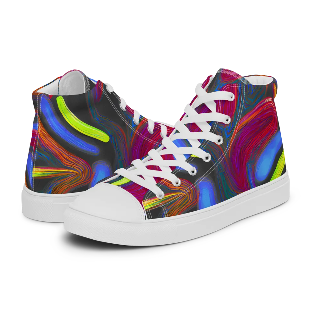 Electric Rivers on Women's High Top Canvas Shoes — Left