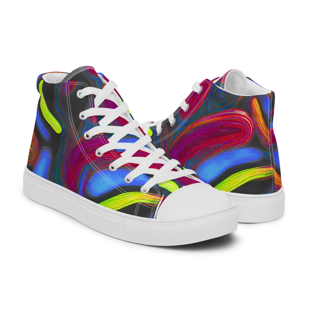 Electric Rivers on Women's High Top Canvas Shoes — Right