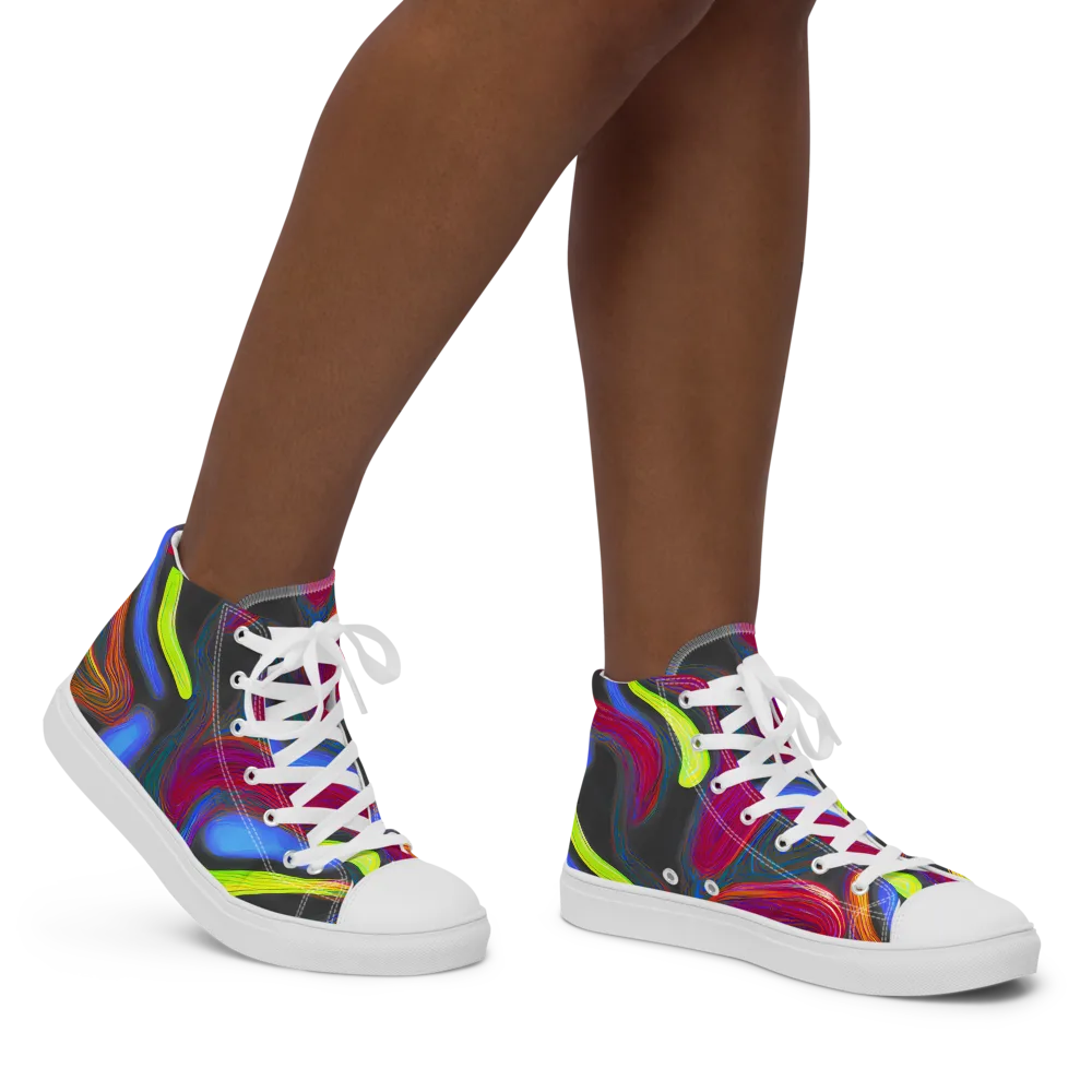 Electric Rivers on Women's High Top Canvas Shoes — Right