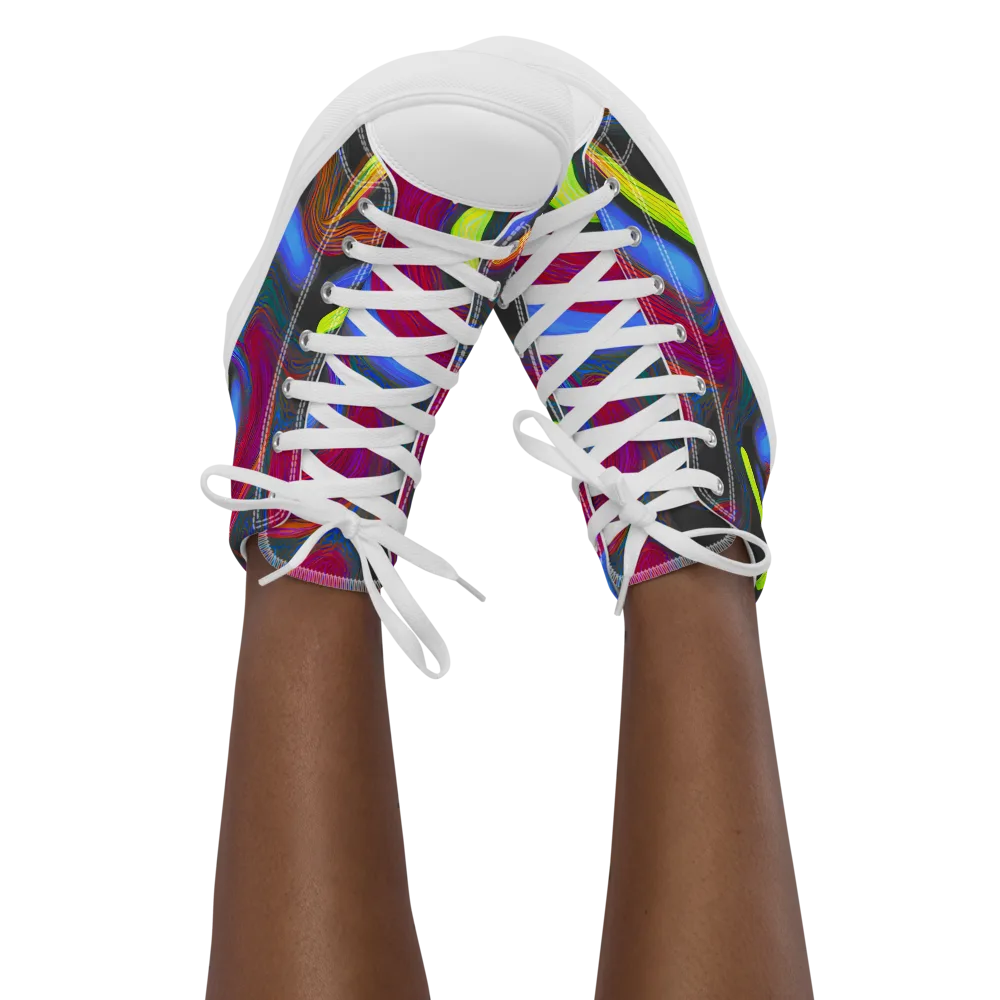 Electric Rivers on Women's High Top Canvas Shoes — Front