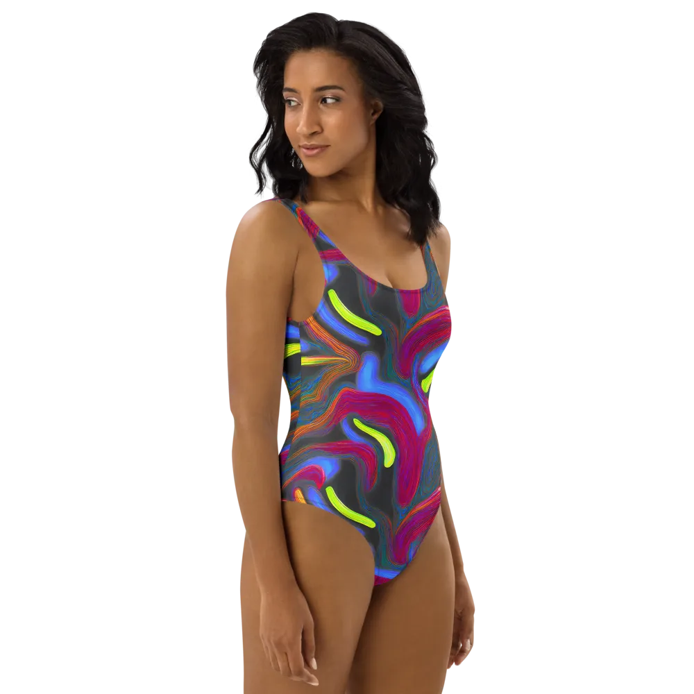 Electric Rivers on One-Piece Swimsuit — Right