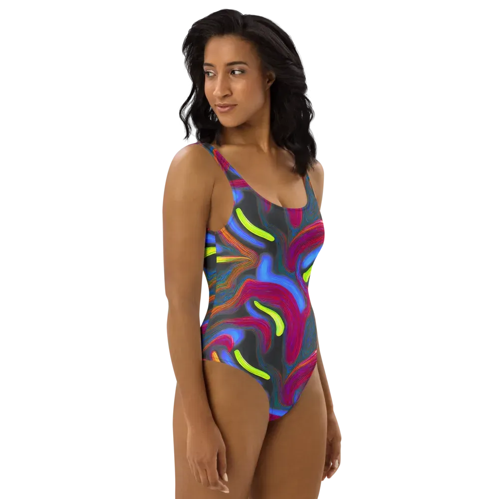 Electric Rivers on One-Piece Swimsuit — Right