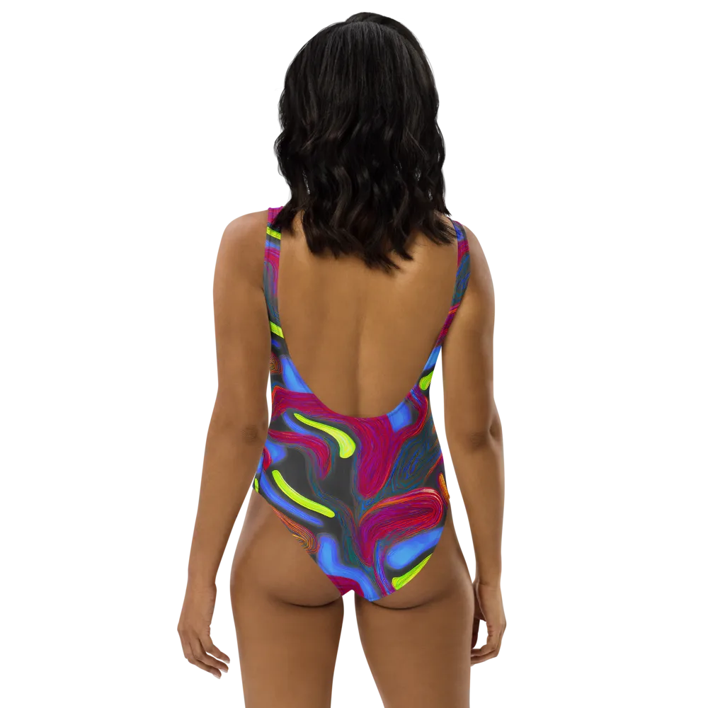 Electric Rivers on One-Piece Swimsuit — Back