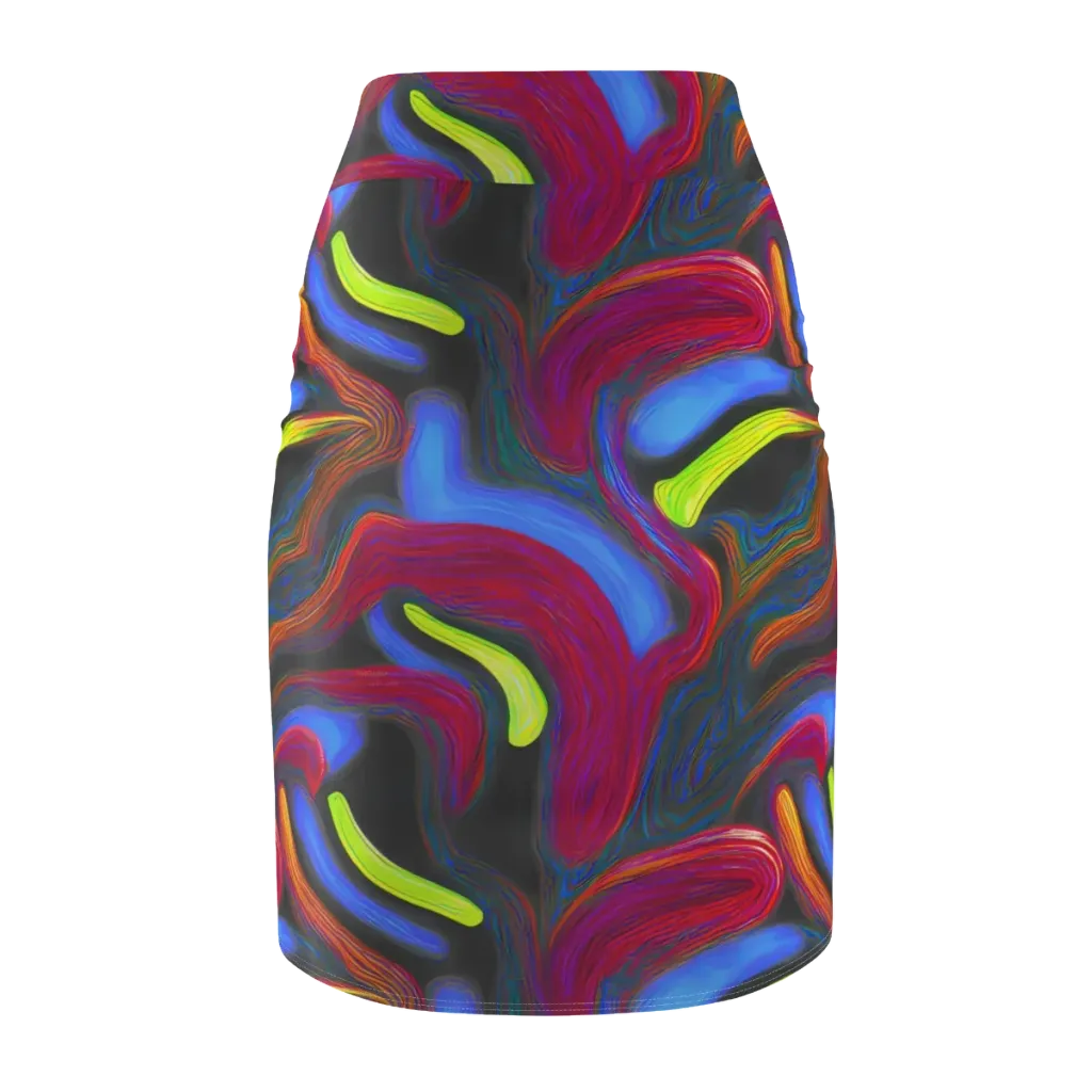 Electric Rivers on Pencil Skirt — Back