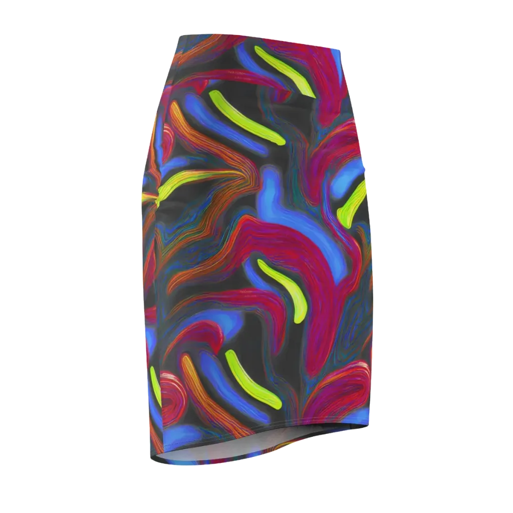 Electric Rivers on Pencil Skirt — Front Side