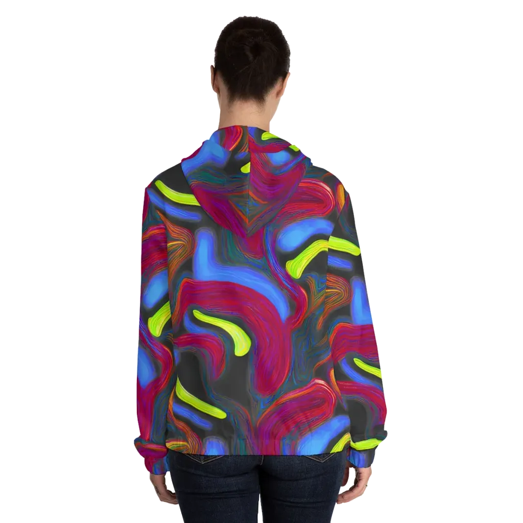 Electric Rivers on Women's Full-Zip Hoodie — Back On Person
