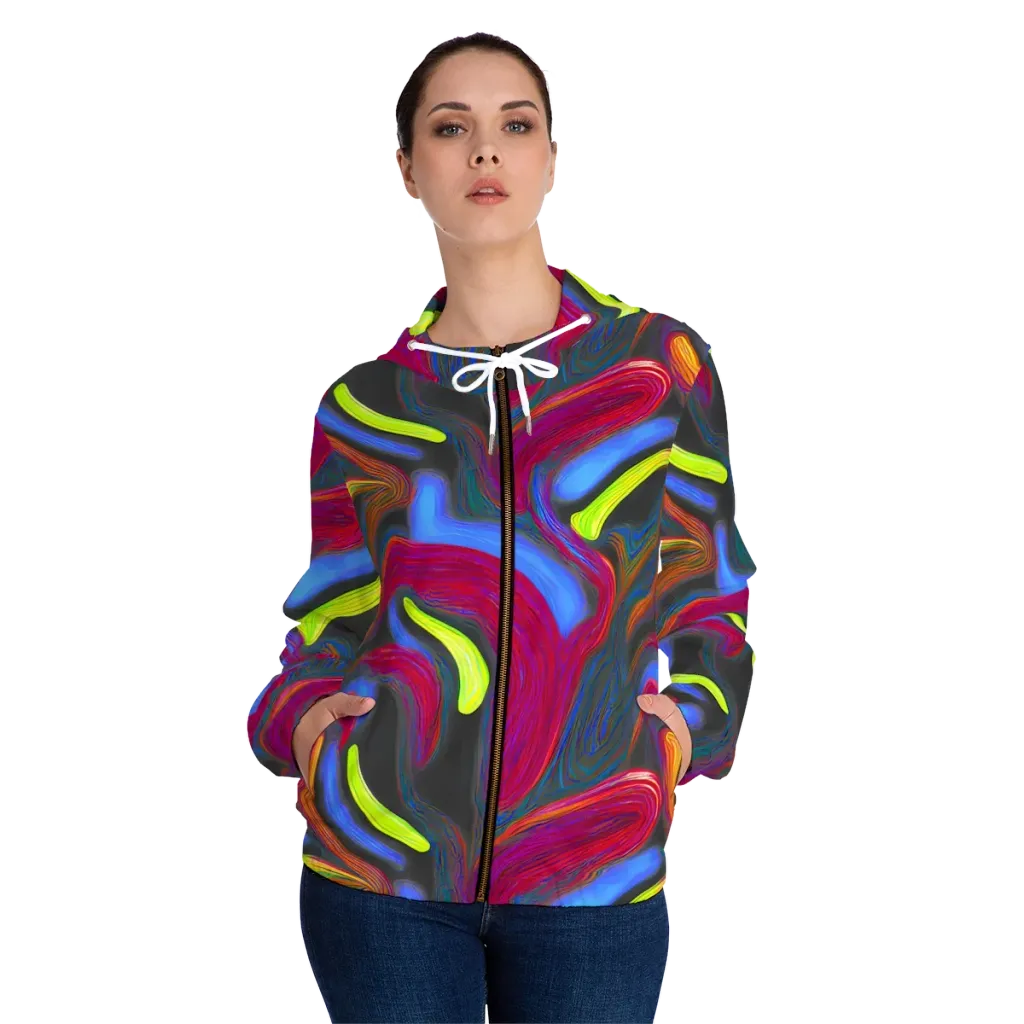 Electric Rivers on Women's Full-Zip Hoodie — Front On Person