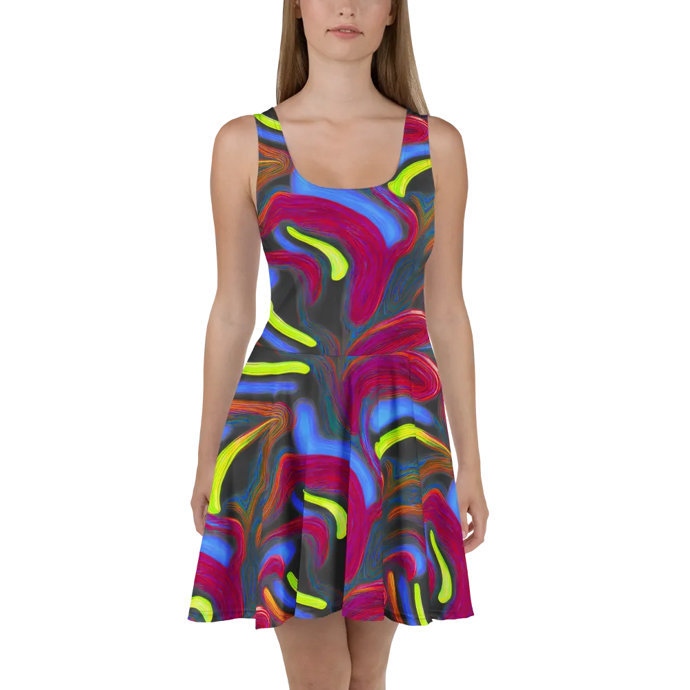 Electric Rivers on Skater Dress — Front