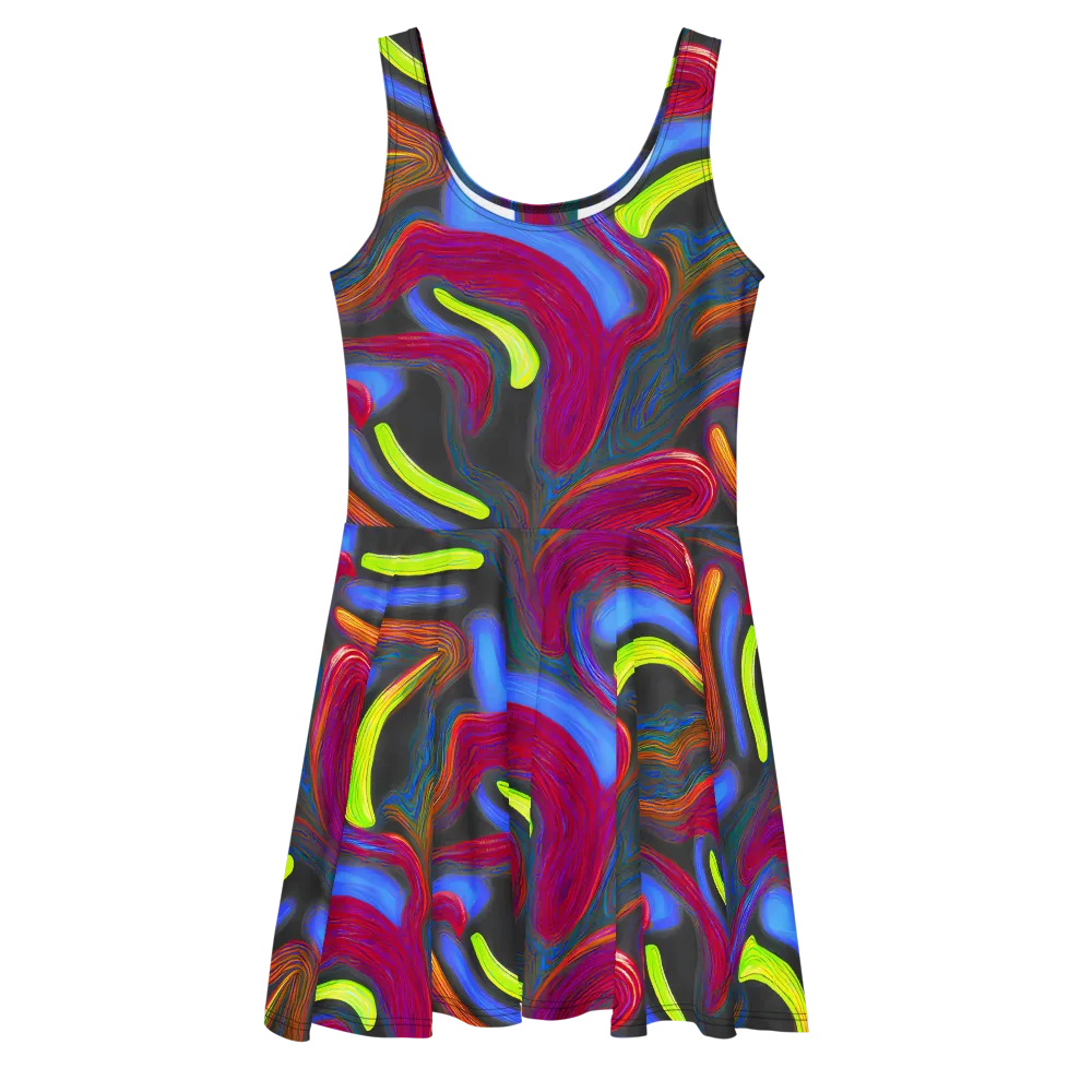 Electric Rivers on Skater Dress — Front
