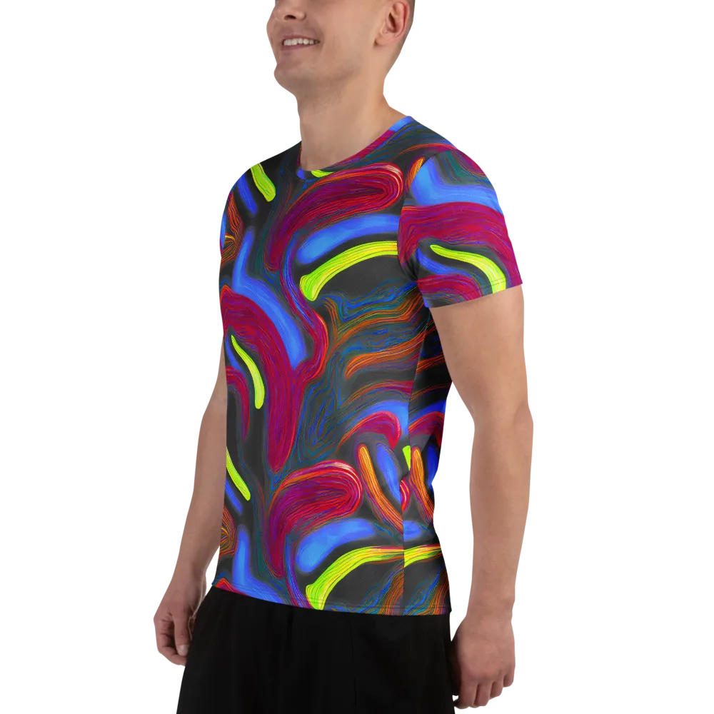 Electric Rivers on Men's Athletic T-Shirt — Left