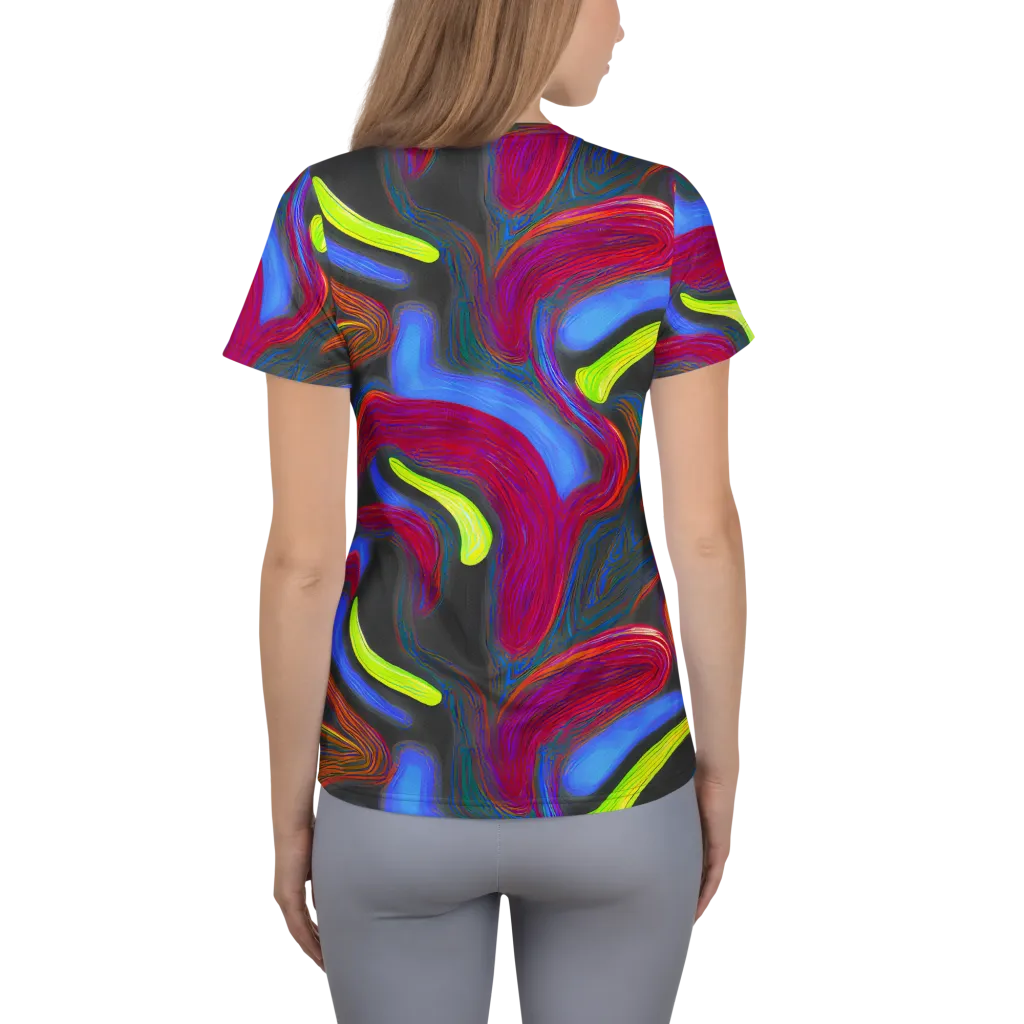Electric Rivers on Women's Athletic T-Shirt — Back