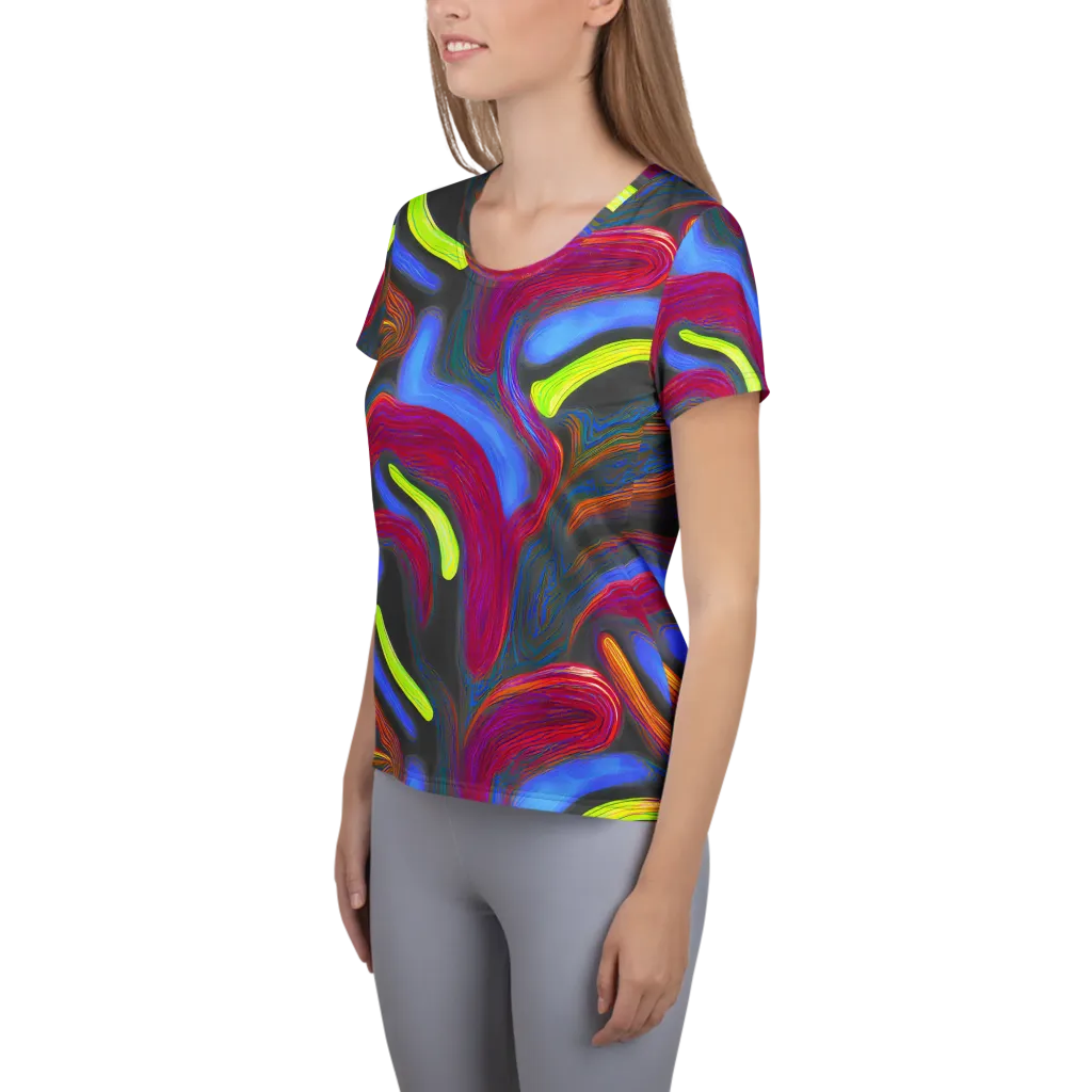 Electric Rivers on Women's Athletic T-Shirt — Left