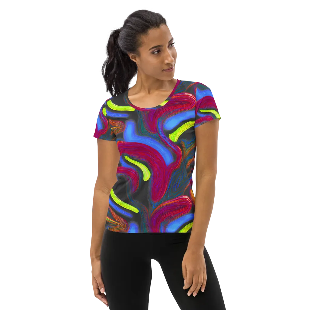 Electric Rivers on Women's Athletic T-Shirt — Front