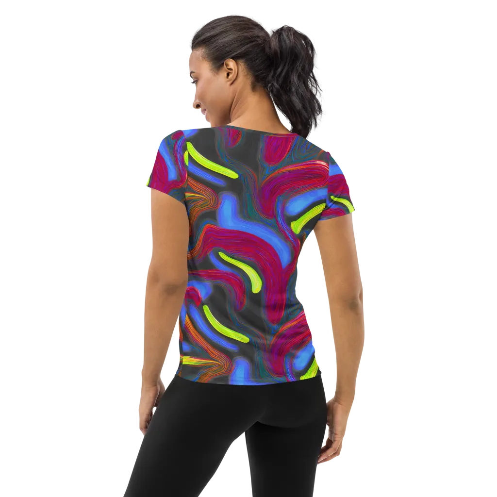 Electric Rivers on Women's Athletic T-Shirt — Back