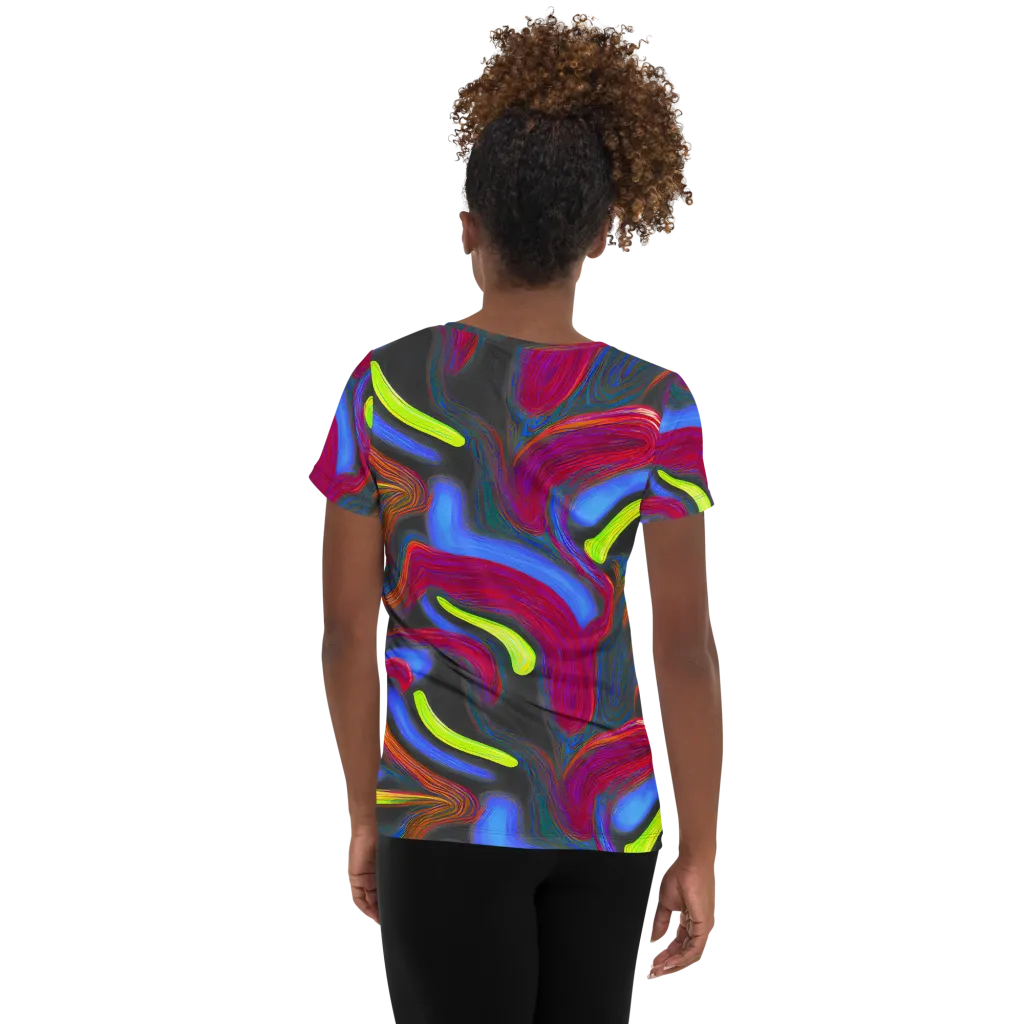 Electric Rivers on Women's Athletic T-Shirt — Back