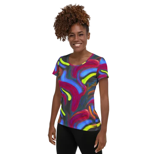 Electric Rivers on a Women's Athletic T-Shirt