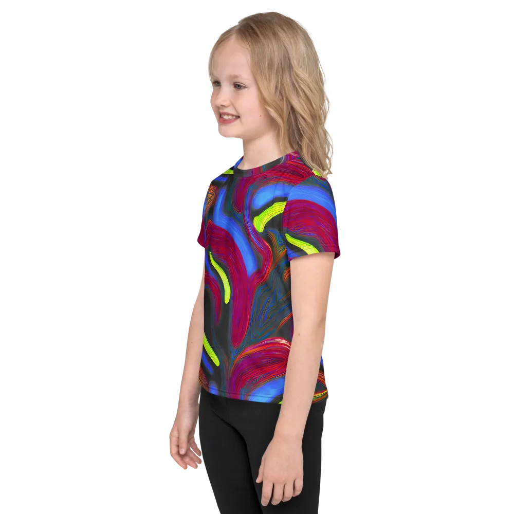 Electric Rivers on Kids Crew Neck T-Shirt — Left