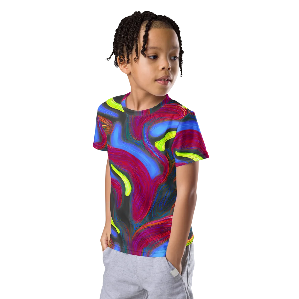 Electric Rivers on Kids Crew Neck T-Shirt — Left Front
