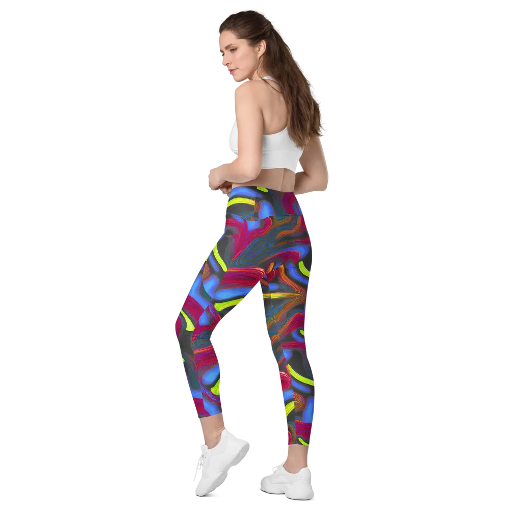Electric Rivers on Leggings with Pockets — Left Back