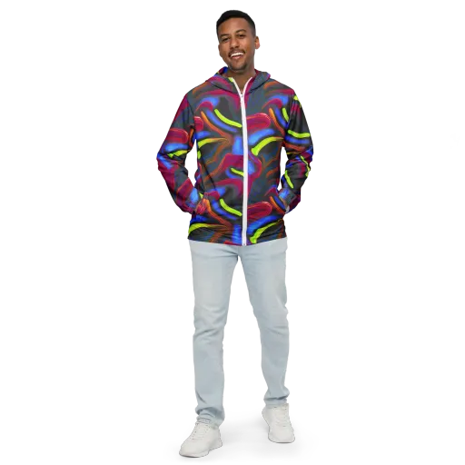 Electric Rivers on a Men's Windbreaker
