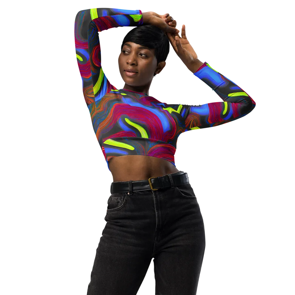 Electric Rivers on Long Sleeve Crop Top — Front