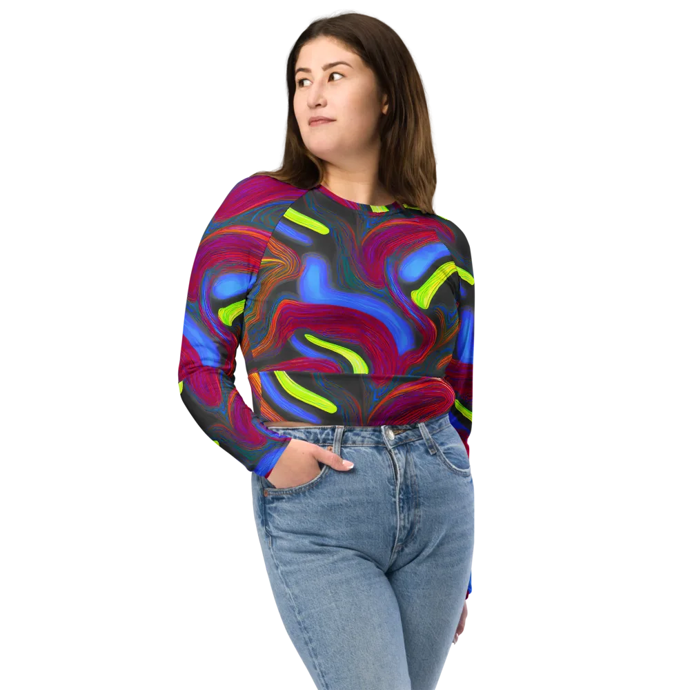 Electric Rivers on Long Sleeve Crop Top — Front