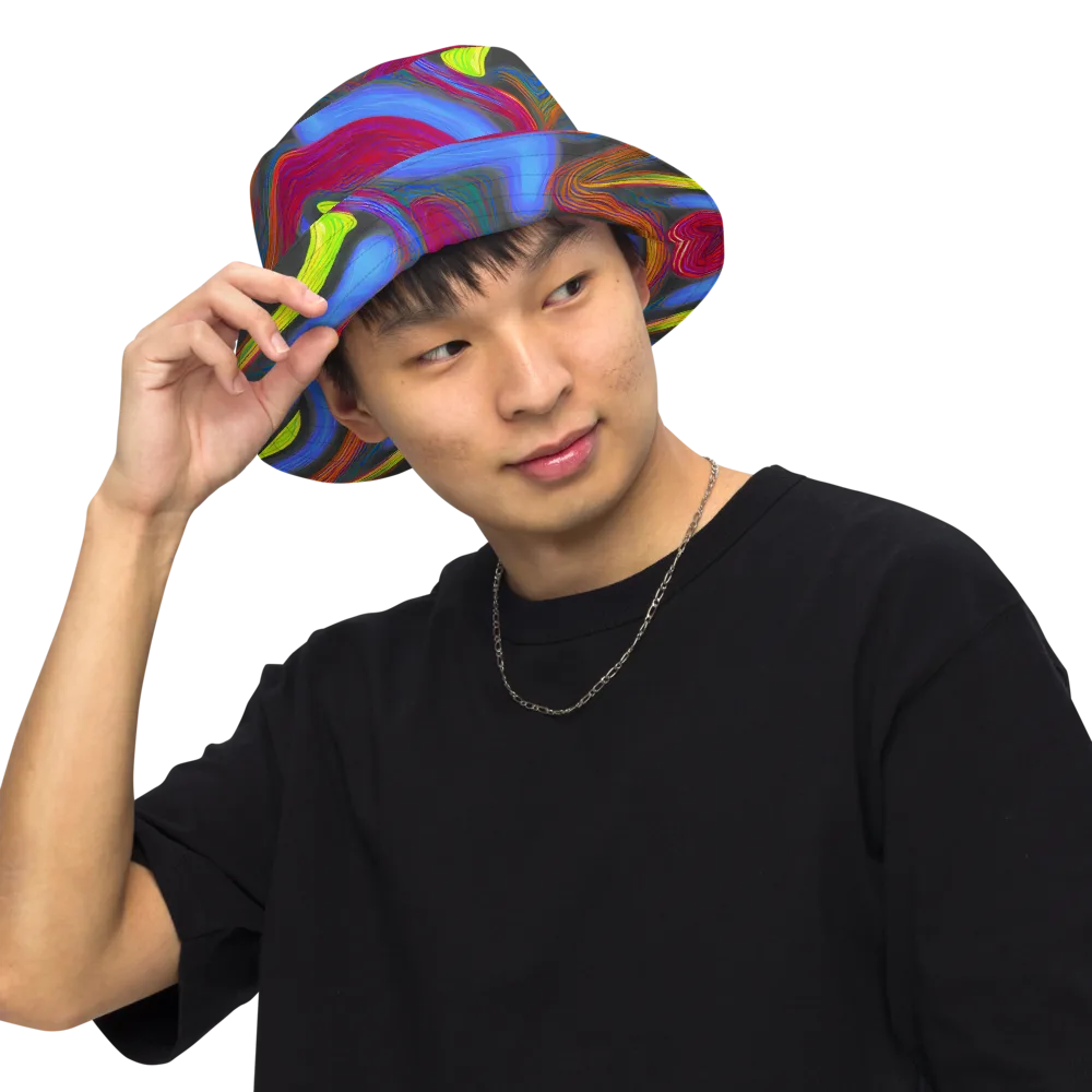 Electric Rivers on Reversible Bucket Hat — Front Inside