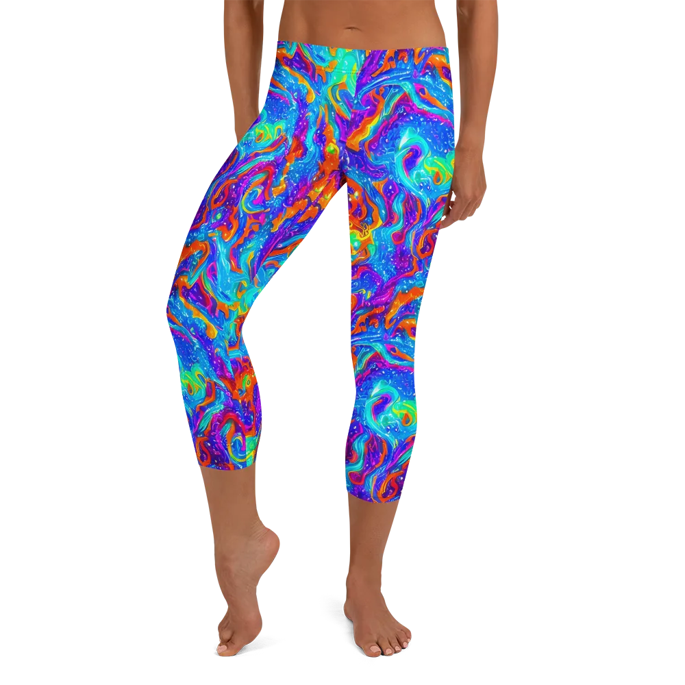 Liquid Daydream on Capri Leggings — Front