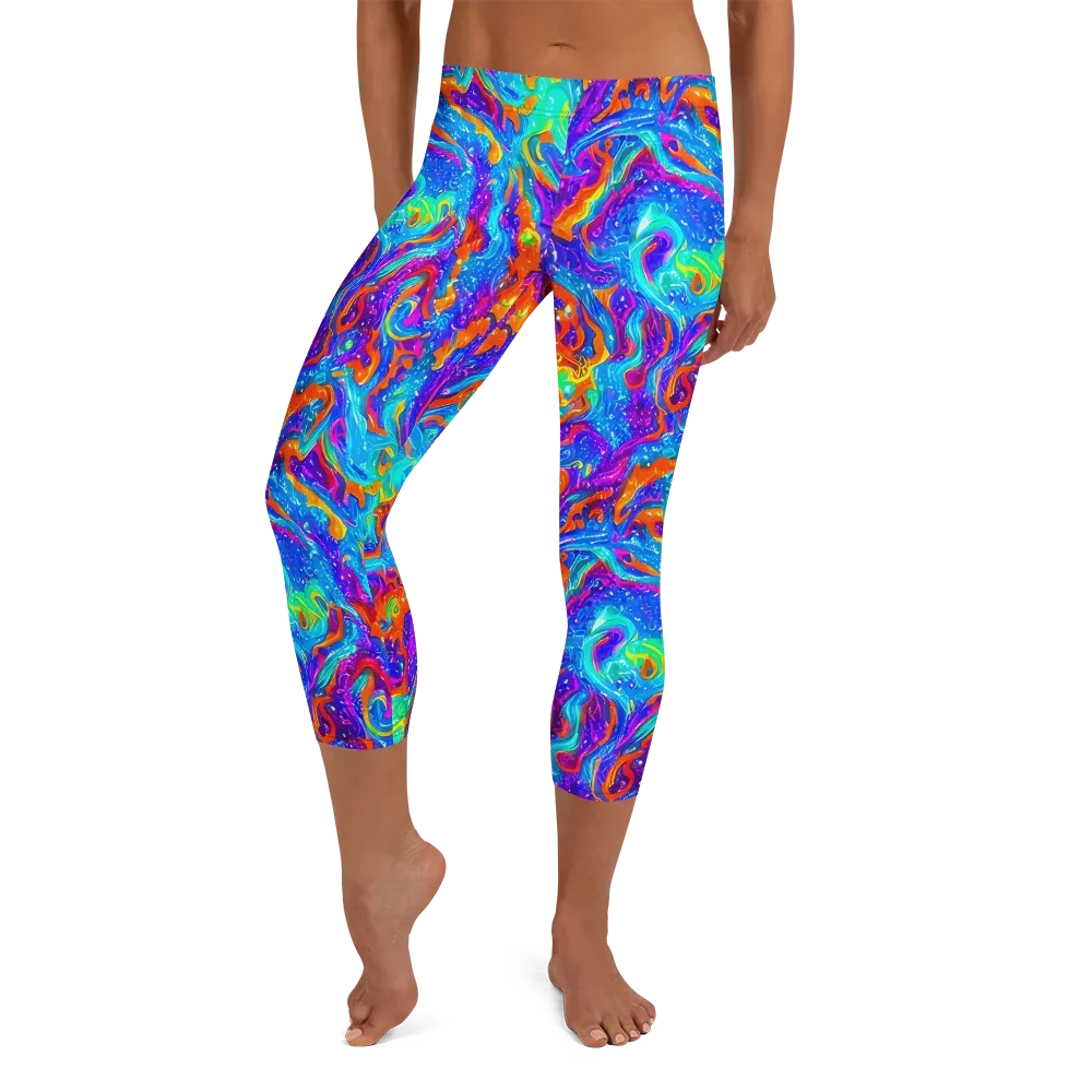 Liquid Daydream on Capri Leggings — Front