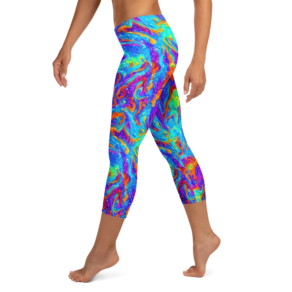Liquid Daydream on Capri Leggings — Left