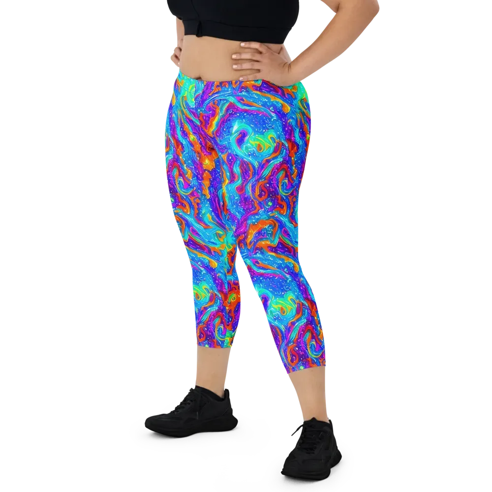 Liquid Daydream on Capri Leggings — Front