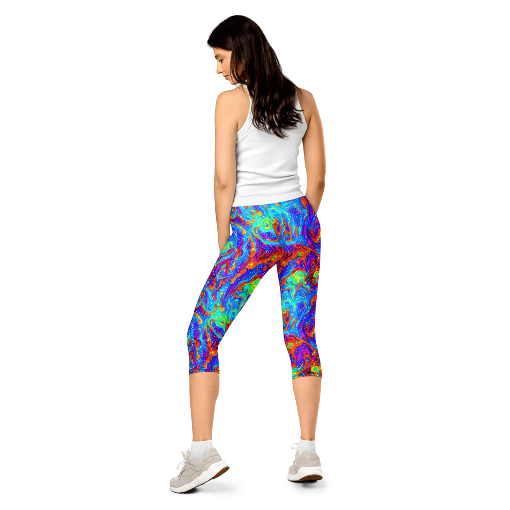 Liquid Daydream on Capri Leggings — Back