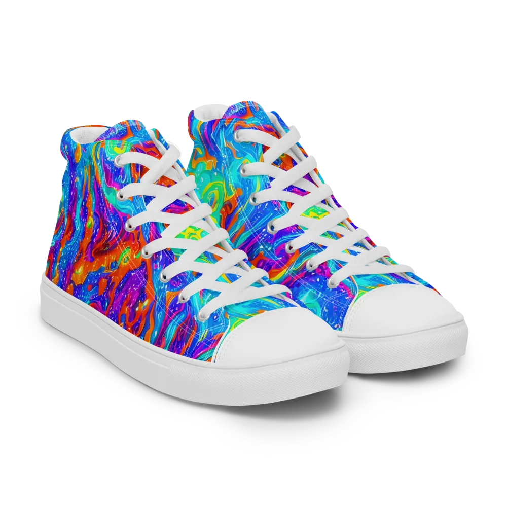 Liquid Daydream on Men's High Top Canvas Shoes — Right Front