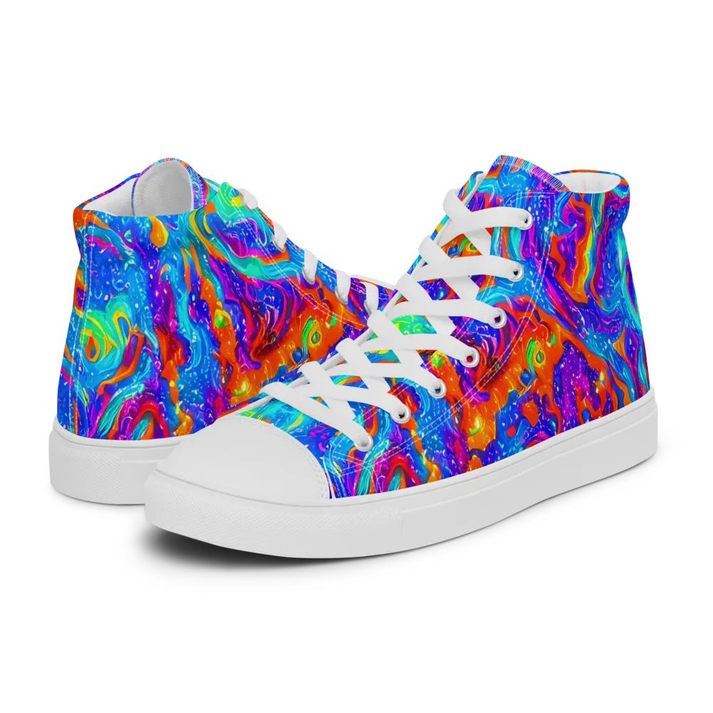 Liquid Daydream on Men's High Top Canvas Shoes — Left