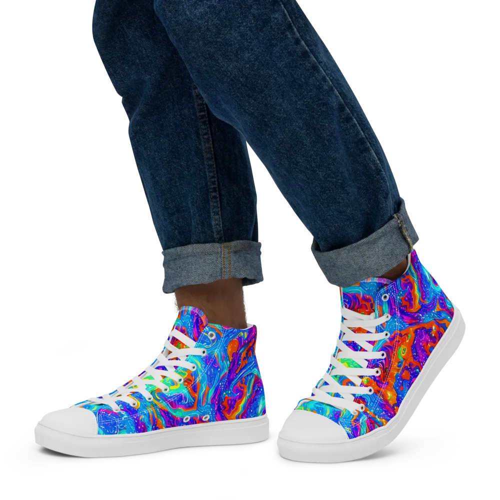 Liquid Daydream on Men's High Top Canvas Shoes — Left