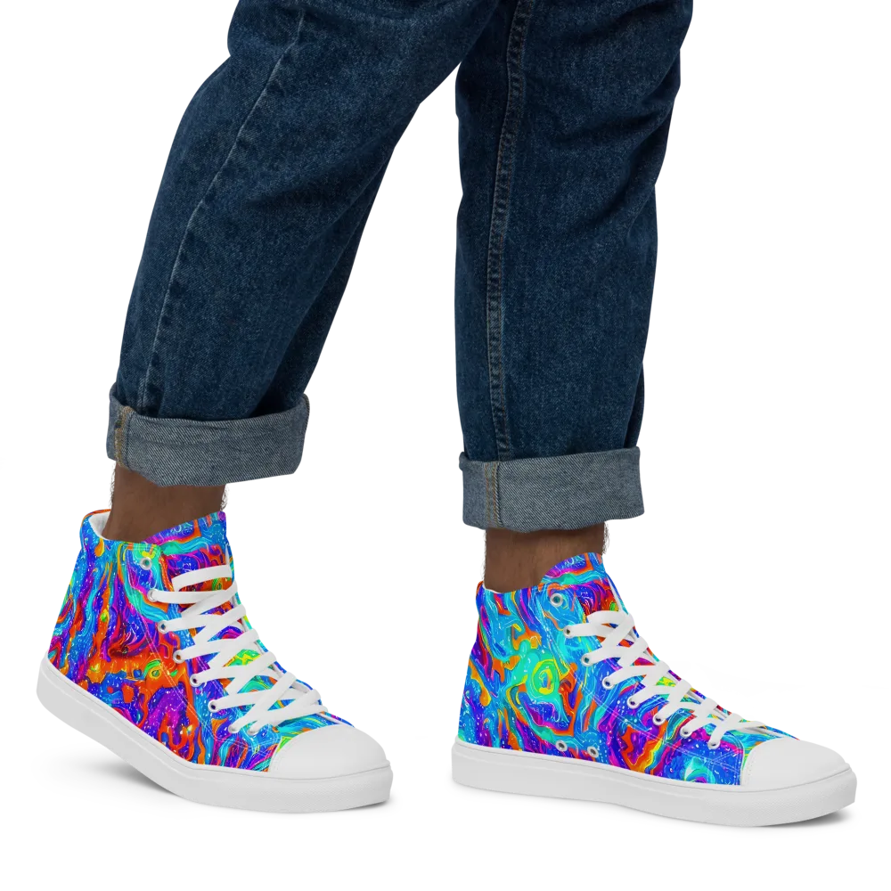 Liquid Daydream on Men's High Top Canvas Shoes — Right