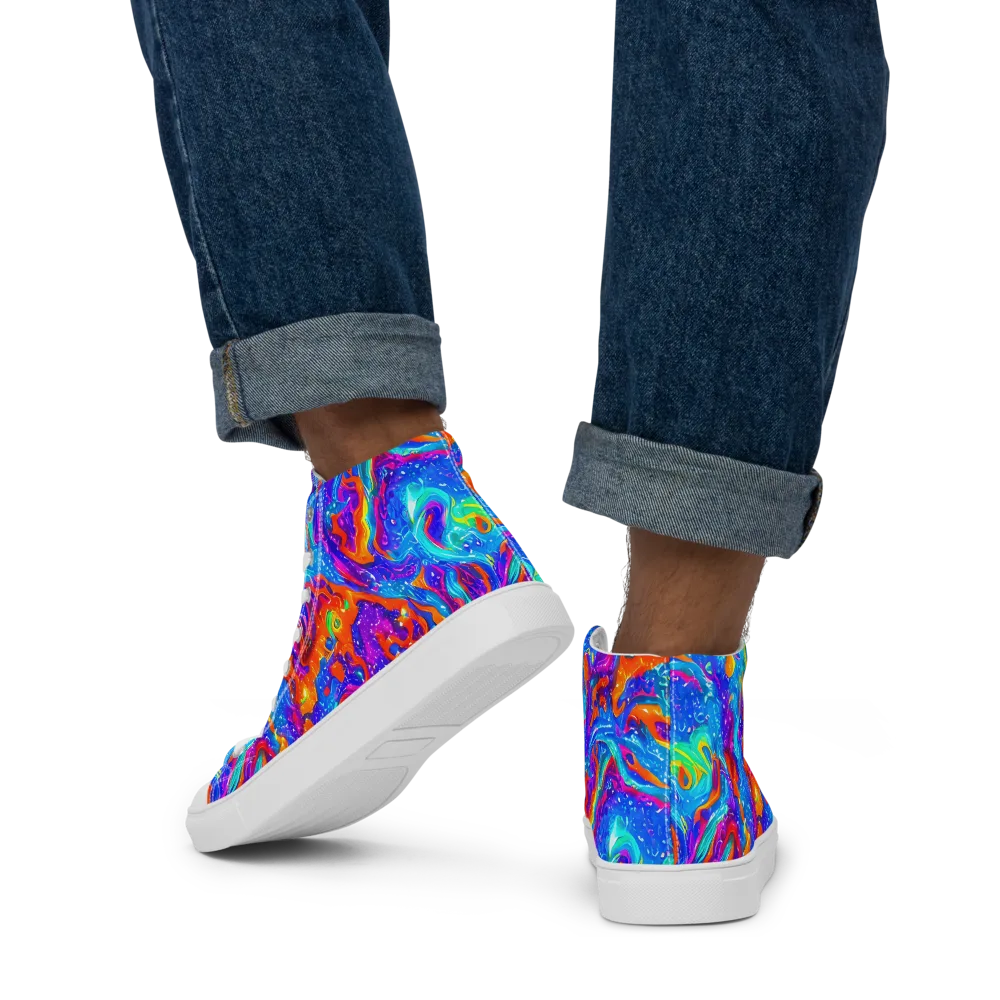 Liquid Daydream on Men's High Top Canvas Shoes — Back