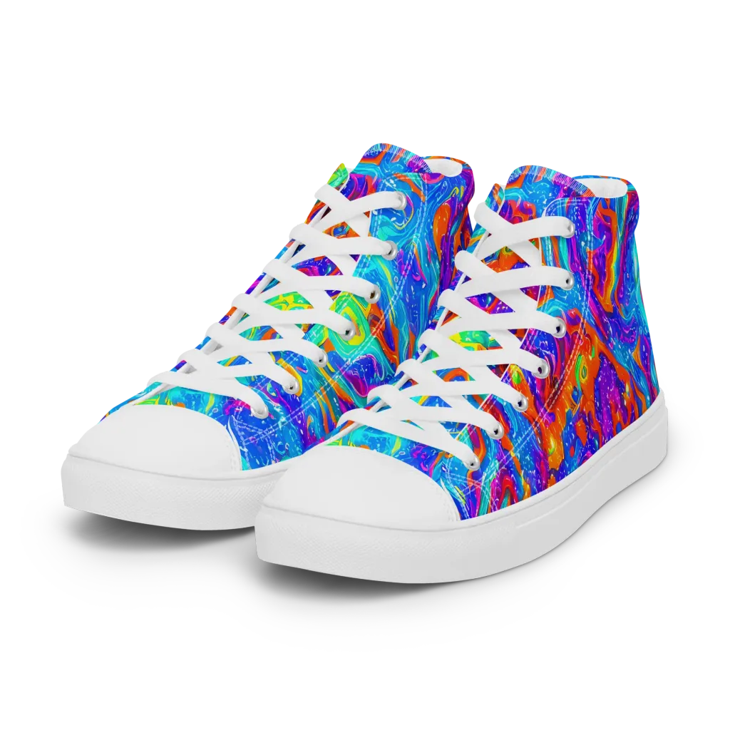 Liquid Daydream on Women's High Top Canvas Shoes — Left Front