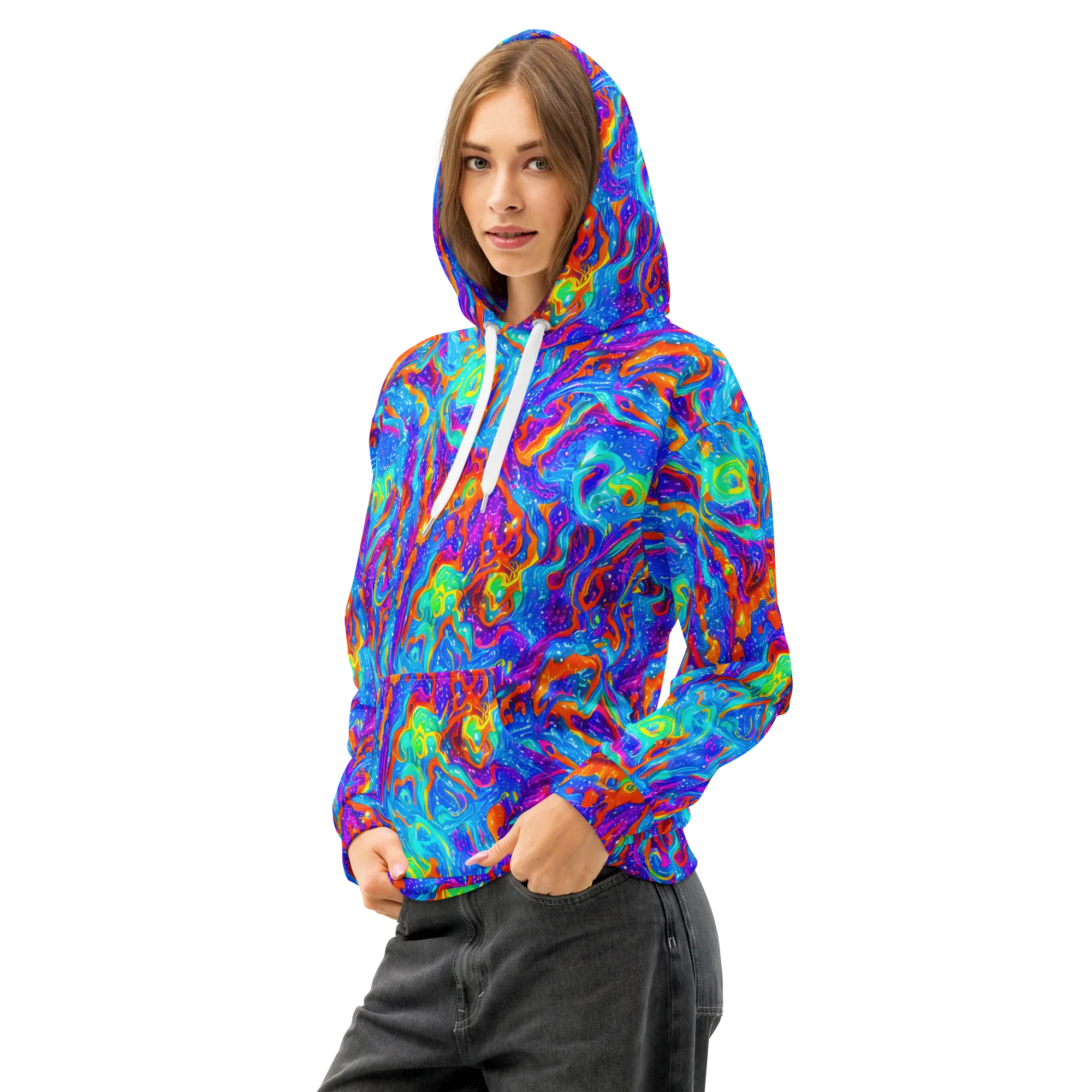 Liquid Daydream on Cotton Hoodie — Left Front