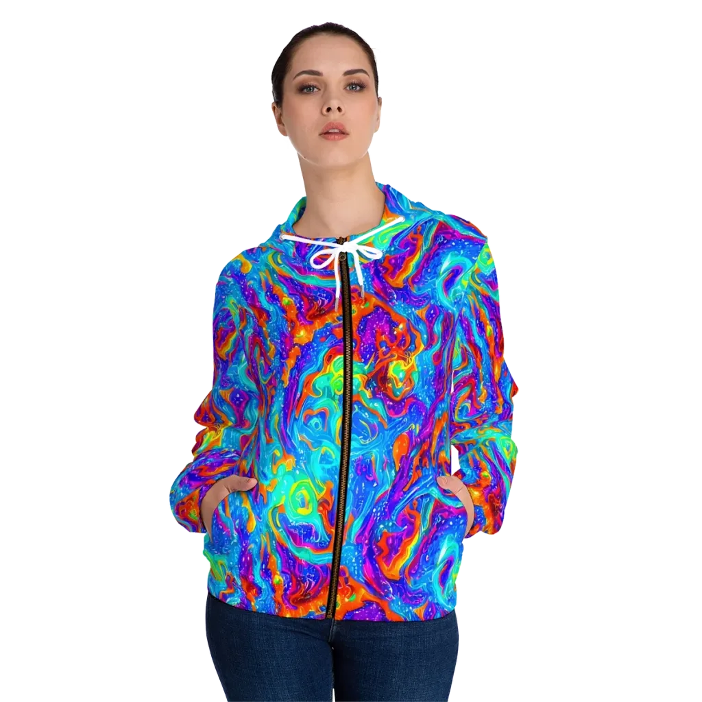 Liquid Daydream on Women's Full-Zip Hoodie — Front On Person