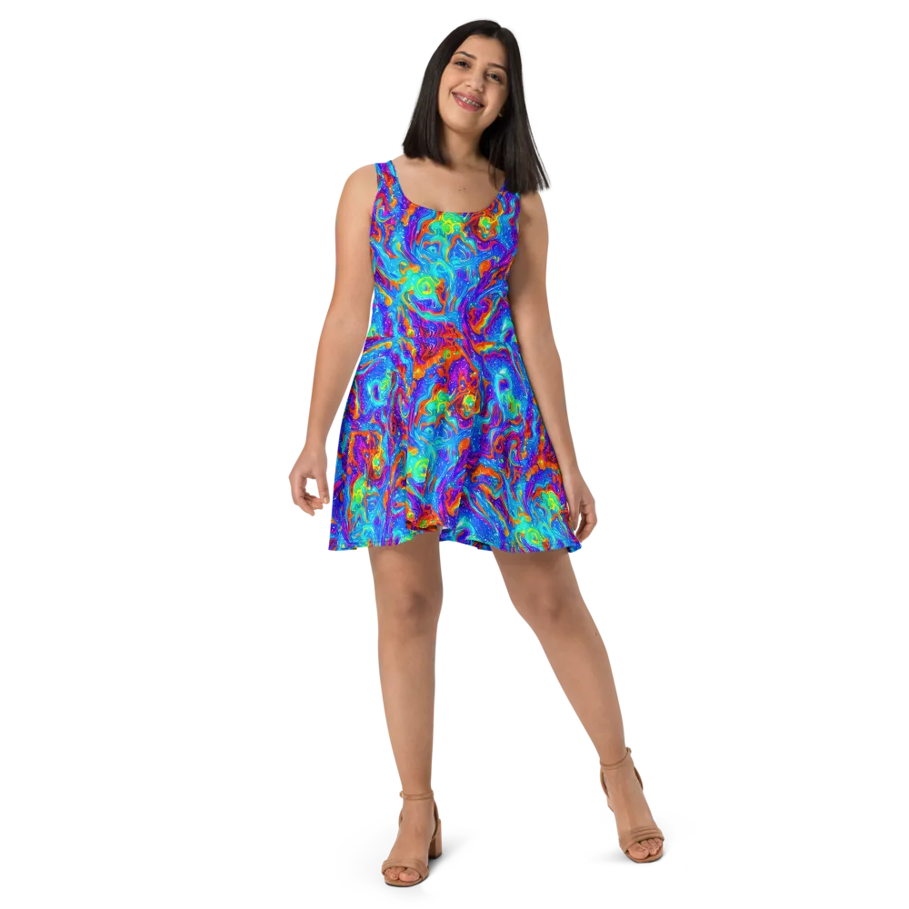 Liquid Daydream on Skater Dress — Front