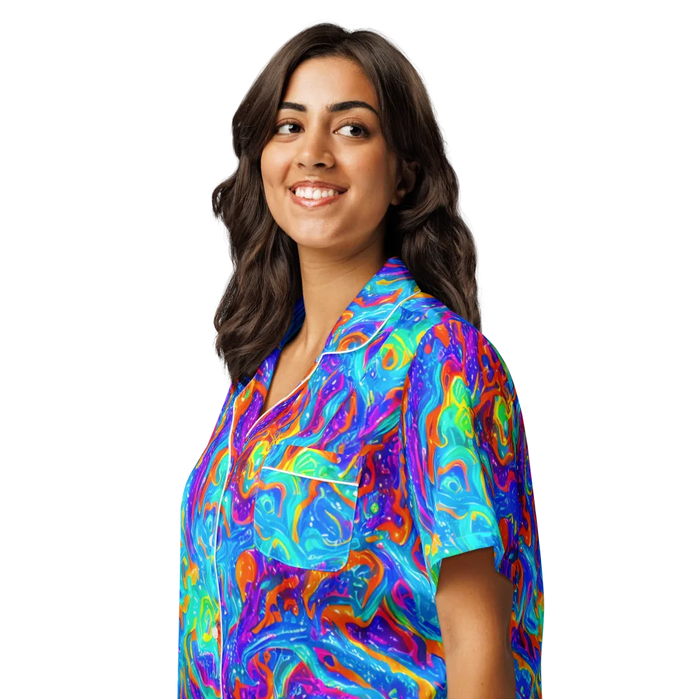 Liquid Daydream on Women's Short Sleeve Pajama Top — Left Front