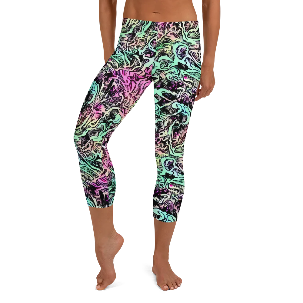 Pastel Voltage on Capri Leggings — Front