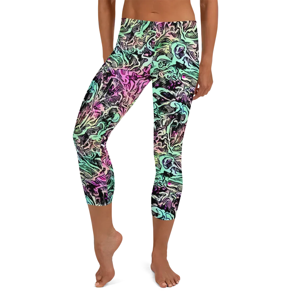 Pastel Voltage on Capri Leggings — Front