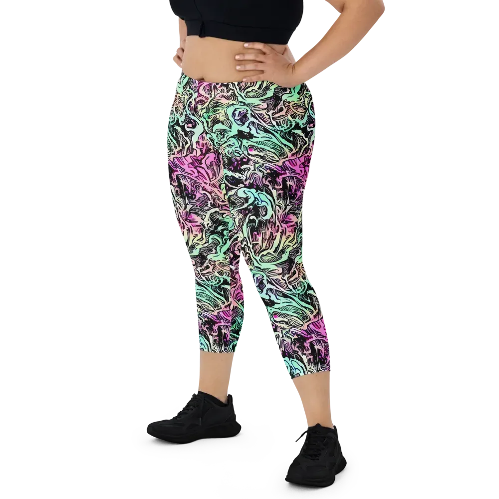 Pastel Voltage on Capri Leggings — Front