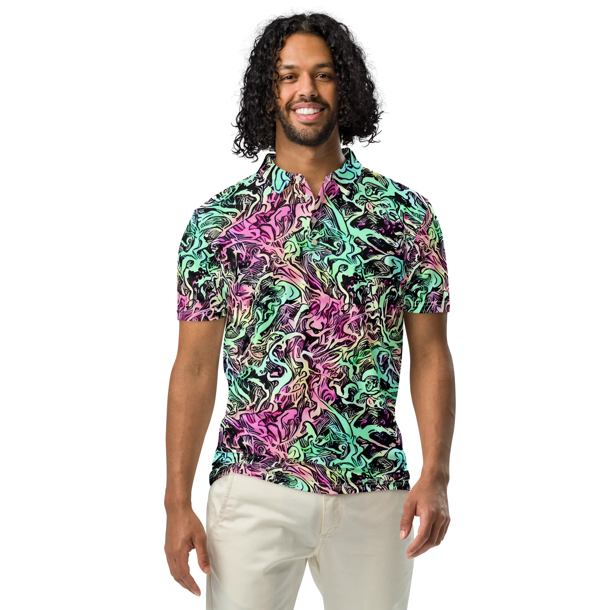 Pastel Voltage on Men's Slim Fit Polo Shirt — Front