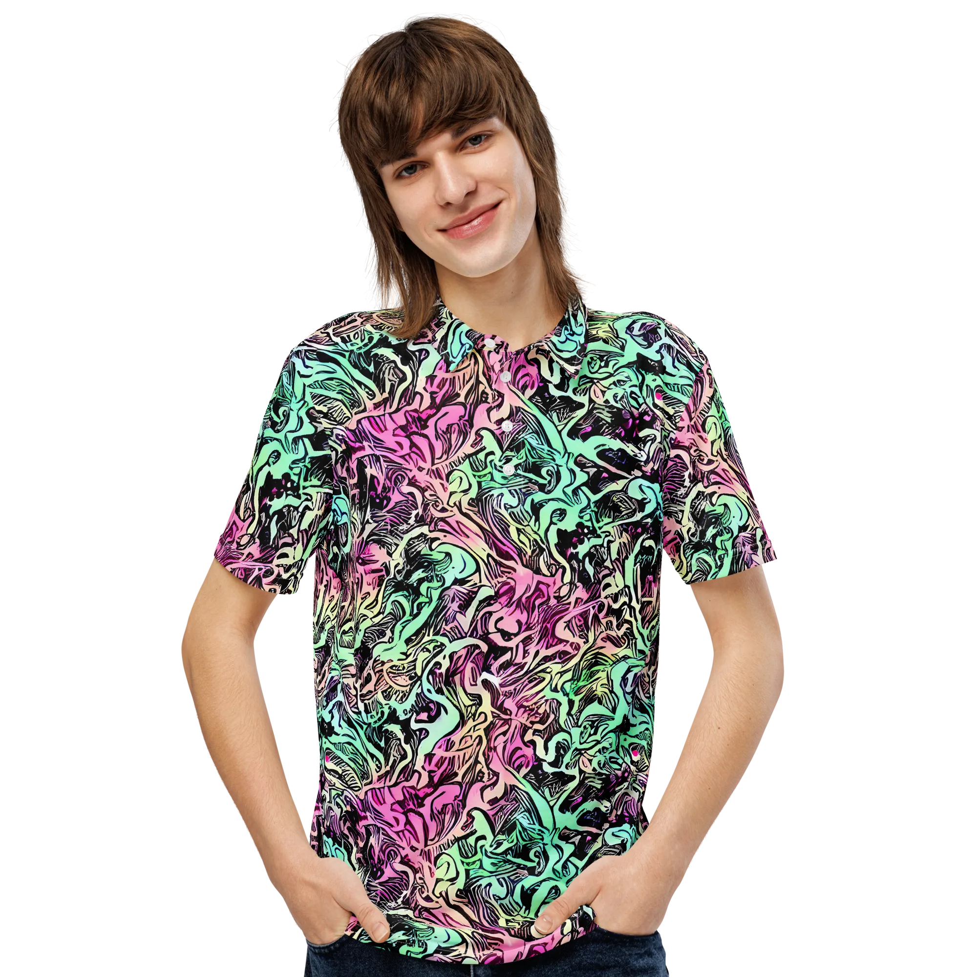Pastel Voltage on Men's Slim Fit Polo Shirt — Front