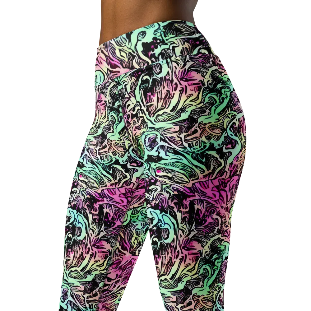 Pastel Voltage on Yoga Leggings — Left Front
